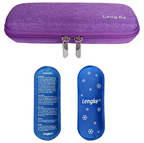Eva Insulinbeutel für Diabetes-Medikamente, Diabetiker-Reisetasche mit 2 Nylon-Kühlpackungen zum Insulinstift,Insulinspritzen,Insulin und anderes diabetisches Zubehör(Purple)