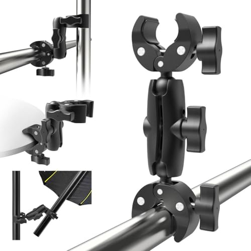 Taisioner Paraplyhållare dubbelmonterad klämfäste monitor magisk arm för barnvagn, rullstol, skrivbord foto studio ljusstativ, fotobomstativ, tvärstänger, stolppinne fotograferingsverktyg