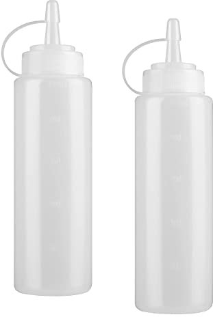 KAIAIWLUO Squeeze Flasche, 2 PCS 8oz Plastik Quetschflasche Dosierflasche mit Kappen, Condiment Flaschen für Drip Cake Backen, Ketchup, Scharfe Olivenöl, 250ML