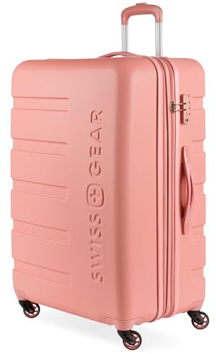 SwissGear 7366 - Valigia rigida espandibile con rotelle, Mandorla Corallo, Checked-Medium 23-Inch, 7366 Hardside bagagli espandibile con ruote girevoli