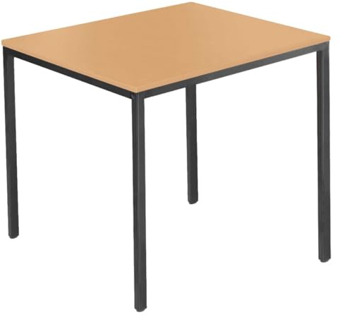 SCHÄFER SHOP Pure Schreibtisch, Quadratrohrfuß Arbeitstisch, B 80 x T 70 x H 72 cm, Bürotisch mit Tischplatte, Mehrzwecktisch quadratisch in Ahorn/Gestell in schwarz