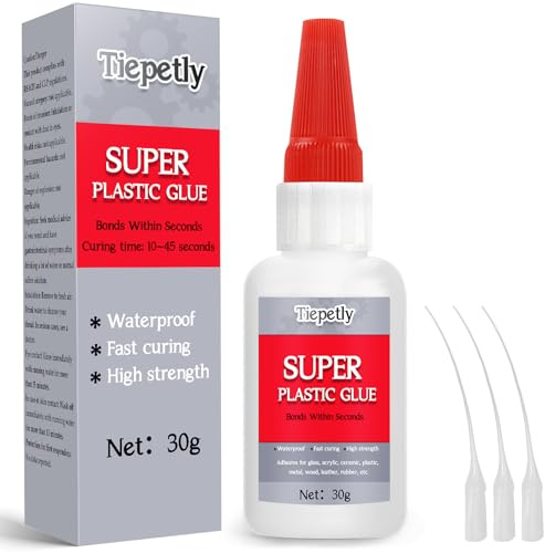 30g Plastic Glue Fast Dry, Superglue for Plastic, Glass, Wood, Ceramics, Metal, Waterproof and Heat-Resistant