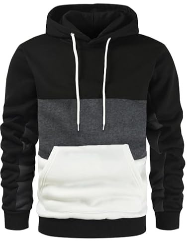 crazy bean Felpa Uomo con Cappuccio Manica Lunga Pullover Hoodie Combinazioni di Colori Uomo Maniche Lunghe Tinta Unita Felpe con Cappuccio per Casual Sportivo M-3XL(Nero,XL)