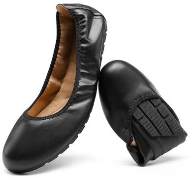 DREAM PAIRS Ballerines Femme Confortable Chaussures Plates pour Femmes Chaussures Pliables Légère et Flexible,Size 38.5,Noir,DWUMFA2501