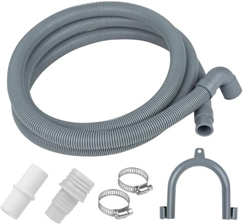 Drain Hose Adapter Kit, ilauke 3M Universal Washing Machine Hose Extension, Caravan Waste Pipe with Connector Clip Clamp Replacement Drain Pipe for Washing Machine,Dishwasher & Other Applications