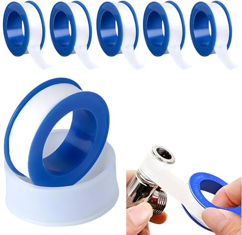EVTHUR Nastro in teflon, nastro sigillante in PTFE, 6 rotoli, 12 mm x 10 m (bianco)