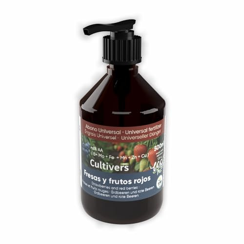 CULTIVERS Abono Fresas y Frutos Rojos 500 ml Fertilizante Líquido Ecológico NPK con Aminoácidos Potencia Color Sabor y Maduración | Nutrientes Orgánicos con microelementos frambuesas grosellas moras