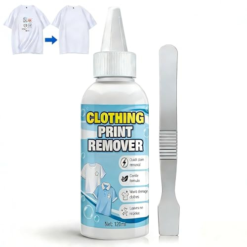 Allisway Dtf Remover Para Camisetas, Eliminador de Estampados de Ropa, Potente Removedor de Adhesivos, No Deja Residuos, Apto Para Ropa, Mochilas, Sombreros y Diversos Tejidos,120 ml