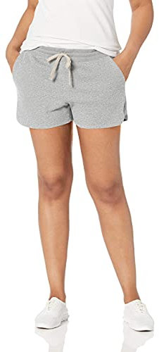 Amazon Essentials Women's Fleece Short with Pockets, Light Grey Heather, S