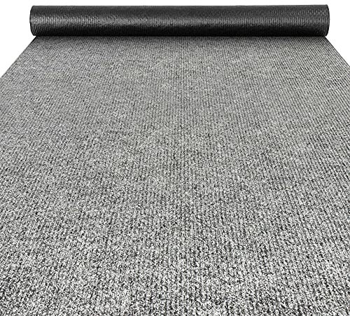 ANRO Flurläufer Schmutzfangmatte Sauberlaufmatte Teppich Läufer Schmutzfangläufer Metwerware gerippt Grau 100x1000cm (10M)