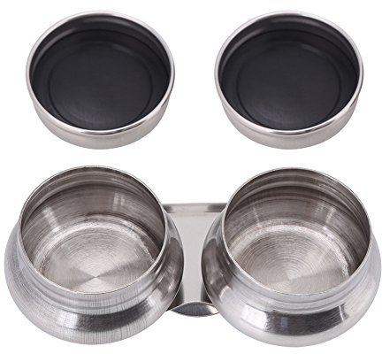 Oumefar Stainless Steel Large Double Palette Cup Oil Paint Turpentine Solvent Container Palette Clip Cup with Sealing Lids