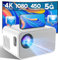 KYASTER Proiettore 1080P nativo, 450 ANSI Lumen 4K supportato mini proiettore, 4P/4D correzione trapezoidale, Android 9.0 OS con Build in App Store, 5G WiFi Screencast wireless per iPhone