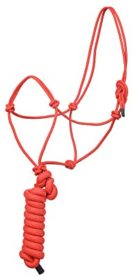 SIE Rope Halter for Horses with 8 ft Lead Rope 4 knot Horse Halters (Red)