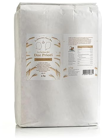 BONGIOVANNI FARINE E BONTA' NATURALI Farina dei Due Priori, Tipo 1, Macinata a Pietra, Ideale per Pizza Napoletana, Formato da 5 Kg