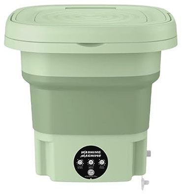 HAZARA Petite Machine à Laver Portable Pliable, Machine à Laver 8L à Haute efficacité pour dortoir d'étudiants, Machine à Laver Automatique de Grande capacité pour l'essorage-Green