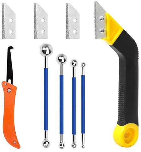 9 Pcs Grattoir Joint Carrelage, Grattoir a Dejointer Carrelage, Gratte joint Carrelage, Grattoir à Joints de Carrelage, Outil pour Joint de Carrelage, Outillage pour Joint Carrelage, Grattoir à joints