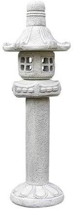 gartendekoparadies.de Tachi-Gata japanische Steinlaterne, H. 110 cm, 52 kg, Grau, frostsicher aus Steinguss für Außenbereich