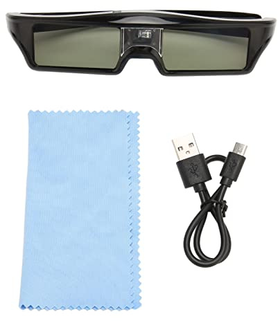DLP Link 3D-glasögon, USB-laddningsbar aktiv slutare för alla projektorer kompatibla med 96 till 144 Hz inbyggt batteri KX30 (KX30)