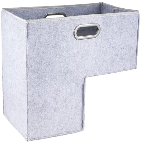 Cesta De Fieltro Para Escaleras - Cestas Para Escaleras | Organizador De Cestas De Mimbre Para Escaleras | Organizador De Cesta De Escalera Plegable En Forma De L | Cestas De Escalera De Fieltro Para