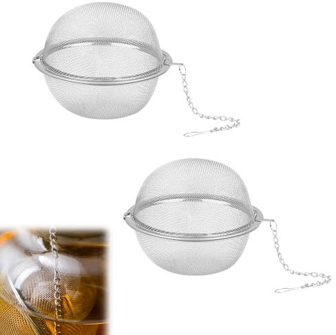 2pcs Infuseur Thé, Passoire à Thé en Maille de Boule en Acier Inoxydable, Passoire à Thé avec Maille Fine, Pendentif Crochet à Chaîne Étendue pour Infusion de Thé en Vrac et Épices