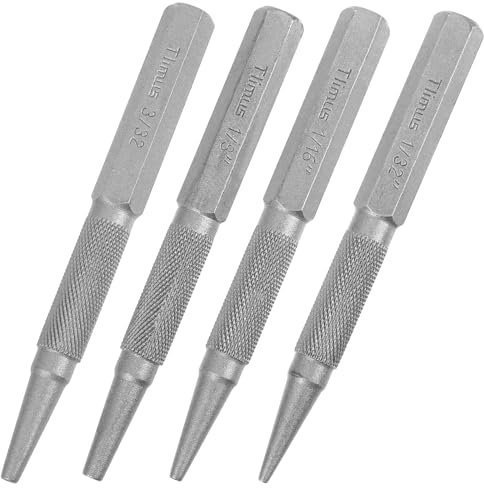 4 Stück Durchtreiber Automatik Körner, Federkörner, Automatischer Körner, Automatikkörner, Körner Metall, Federbelasteter Körner, für Metall, Holz, Glas Kunststoff Dünne Stahlbleche DIY Kunst, Grau