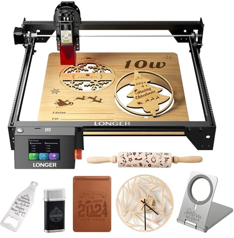 LONGER RAY5 60W, machine de découpe laser entièrement améliorée avec puissance laser de 10W, spot de 0,06 × 0,06 mm et fonction 4-en-1 hors ligne, idéale pour graver bois, verre, acrylique et métal.