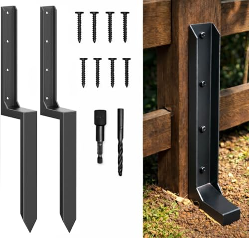 INCOSYP Fence Post Repair Kit Heavy Duty – Steel Fence Post Anchor for Leaning or Broken Posts, Ground Stake Stabilizer Support with Screws & Tool, 33 Inch (Pack of 1/2 / 4).