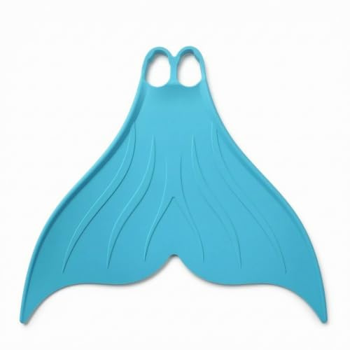 Sharplace Fins Mermaid Monofin Propulsion Fin Silicone Tail Blade With Secure Foot Pockets Open Back Comfort Suitable for pool workouts open water freediving artistic performance , Lake Blue , XL