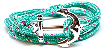 AM Bracelet ancre, Ancre de Marine, Corde Tressé, Multicolore, Muliti-rang avec Ancre Marine Mode FRANCE, Mode, Taille réglable Pour Homme & Femme (turquoise)
