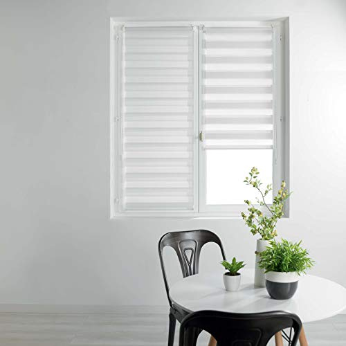 Douceur d'Intérieur, Store Enrouleur Jour et Nuit (60 x 180 cm) Daynight Blanc, Polyester