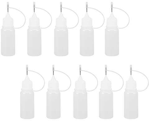 Milisten 10Pcs 10Ml Precision Needle Tip Oil Filling Bottles with Refillable Squeeze Design for Diy Crafting Hair Dye Fine Glue Application and Quilling Tools