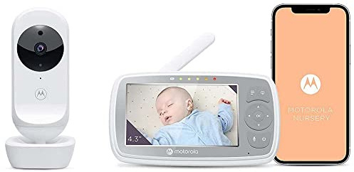 Motorola Nursery VM44 Connect Babyphone Wi-Fi con Videocamera, Baby Monitor con Schermo Video da 4.3, Applicazione Motorola Nursery, Visione Notturna, Ninna Nanne,Microfono,Monitoraggio Temperatura