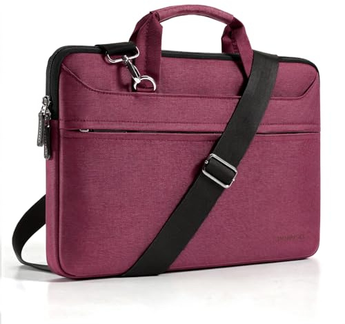 DOMISO 14 tums vattentät laptopväska portfölj, axelväska notebookväska för 14 tum Lenovo IdeaPad Yoga 710 ThinkPad A475/Acer Aspire 1 Swift 3/HP Stream 14 Pavilion 14/Asus/Dell, fuchsia