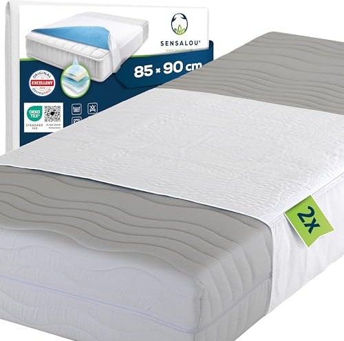 Sensalou Alèses Imperméables 85x90 cm avec Ailes 44 cm - Lot de 2 - Protège Matelas Réutilisable Lavable 90°C, sous-Matelas Absorbant 2400 ML/m2, Silencieux et Doux, Protection Lit Bébé Enfant Adulte