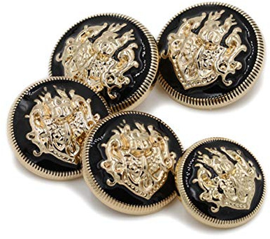 10 st 15 mm metallknappar guld svart för sömnad stickning kappa gör-det-själv dubbla lejon eleganta knappar