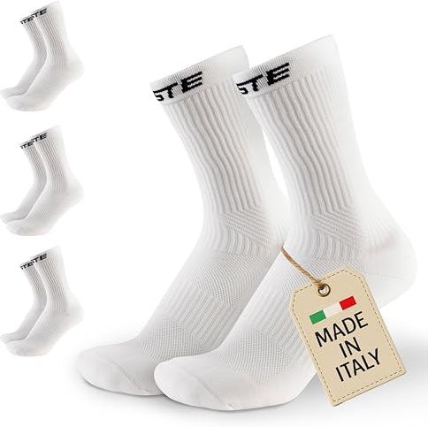 PASTE ® 3 Paar Performance Fußball Socken Weiß (Gr. 42-44) - Fussball-Socken für Damen & Herren - Anti-Rutsch Fußballsocken - Sport-Socken atmungsaktiv - Football Grip Socks für Männer & Frauen