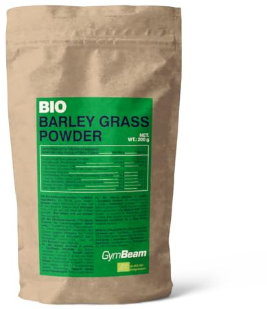 GymBeam BIO Gerstengras Pulver - Grüne Gerste, hoher Proteingehalt, reich an Ballaststoffen, geeignet für Veganer, frei von Laktose, ideal für Smoothies, 200 g