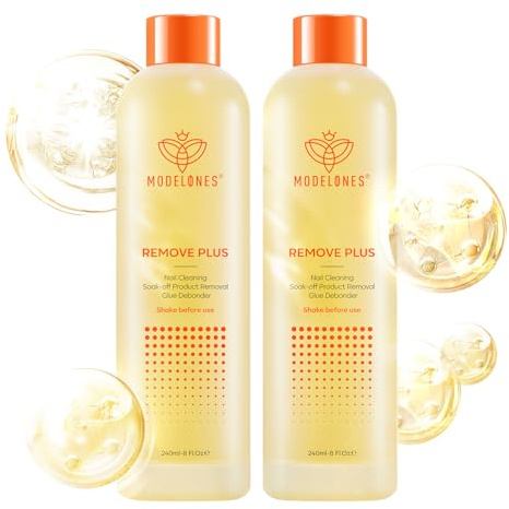 Modelones Acetone Nail Polish Remover, Gel Polish Remover with Jojoba Oil for All Types of Nail Polish Nail Glue Acrylic Dip Powder Remover for Home Salon Lemon Osmanthus (240 ml, Pack of 2)