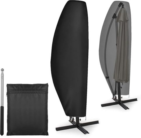 VORHOT Copri Ombrellone per Ombrello a Sbalzo Ø 2-4m, 420D Oxford-Tessuto Copertura Protettiva con Asta, Impermeabile Anti-UV Telo per Ombrellone da Giardino Spiaggia Balcone, 280 * 30/81/45CM