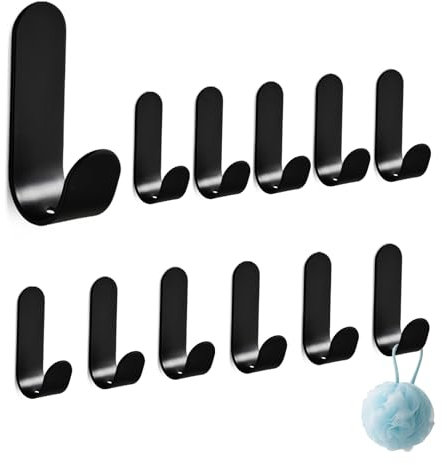 flintronic 12 Pièces Crochet Adhesif Mural, Crochets Adhésifs Muraux Salle de Bains Cuisine, Porte Serviette Salle de Bain, Porte Manteau Mural Sans Percage, Etanche, Antirouille