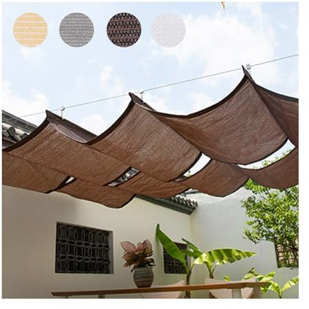 Toldo retráctil en forma de U para exteriores para jardín y patio, toldo con diseño de ondas, 3 x 8 m, para terraza, terraza, terraza, piscina, protección del patio trasero