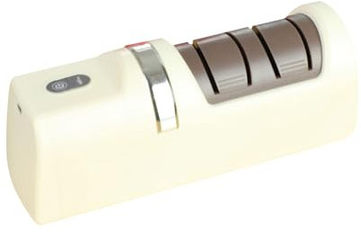 Greensen Afilador de Cuchillos Eléctrico, Recargable por USB con Ruedas de Molienda Gruesa y Fina, Base Antideslizante para Cocina, Chef, Hogar, Camping Al Aire libre. (Beige)