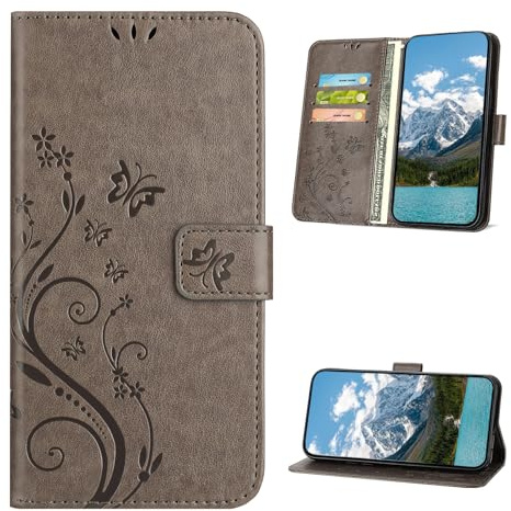 XINQCASE Cover per iPhone 16e, Custodia a Portafoglio in Pelle PU [Slot per Schede], Cover a Libro Flip Caso Custodia per iPhone 16e, Grigio