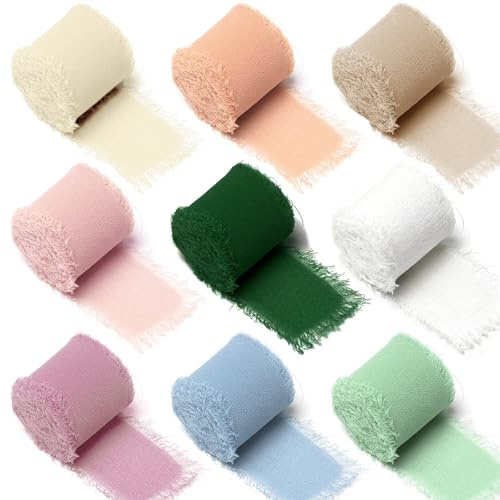 Cinta de Gasa de Tela de 9 Colores, 2,5 cm X 2,8 M, Cinta de Gasa, Cinta de Gasa Con Lazo, Adecuada Para Invitaciones de Boda, Ramos de Novia, Envoltura de Regalos Y Lazos Caseros