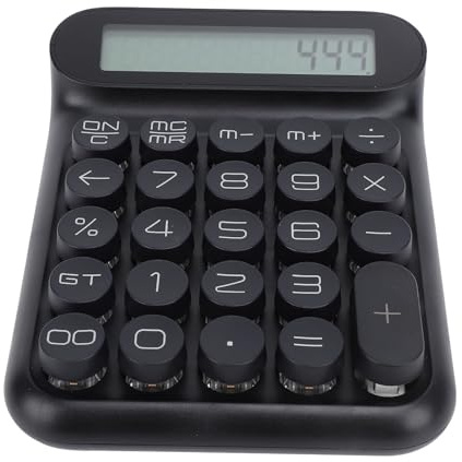 MENDUNER Calculadora de Interruptor Mecánico con Pantalla LCD, 24 Teclas, Interruptor Azul, Calculadora de Escritorio de Suspensión Automática para Oficina, Estudiantes, Negocios (Black)