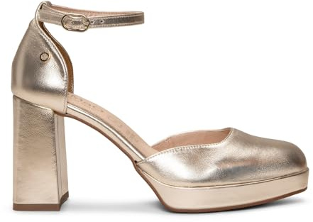 miMaO Zapatos Dorados de Fiesta con tacón Ancho y Plataforma, EU 38