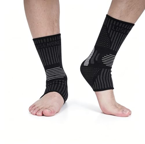 SLAKOZYT ankelbandage män och kvinnor, 2-pack bandage fotled ankelbandage för plantar fasciit, hälsenan, sport, ortopediskt fotband, svart (M)