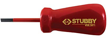 C.K T48344-055 Stubby Vde/1000V Slim Screwdriver Slotted 5.Mm, Red