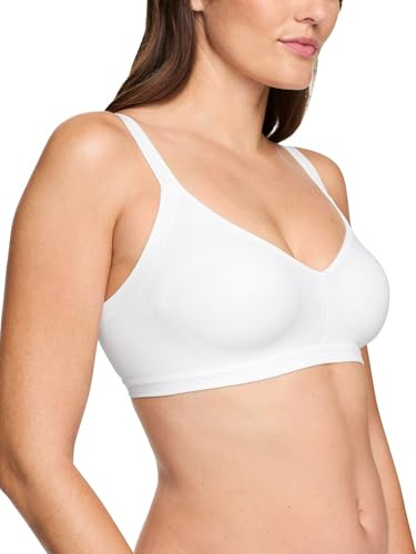 Warner's womens Blissful Benefits Underarm-smoothing With Seamless Stretch Wireless Lightly Lined Comfort Rm3911 T Shirt Bra, White, Medium US