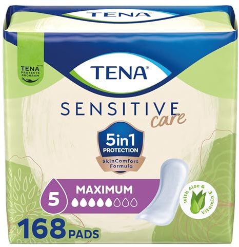 TENA Intimates Maximum Absorbency Incontinence/Bladder Control Pad for Women, Regular Length, 168 Count (3 Packs of 56)